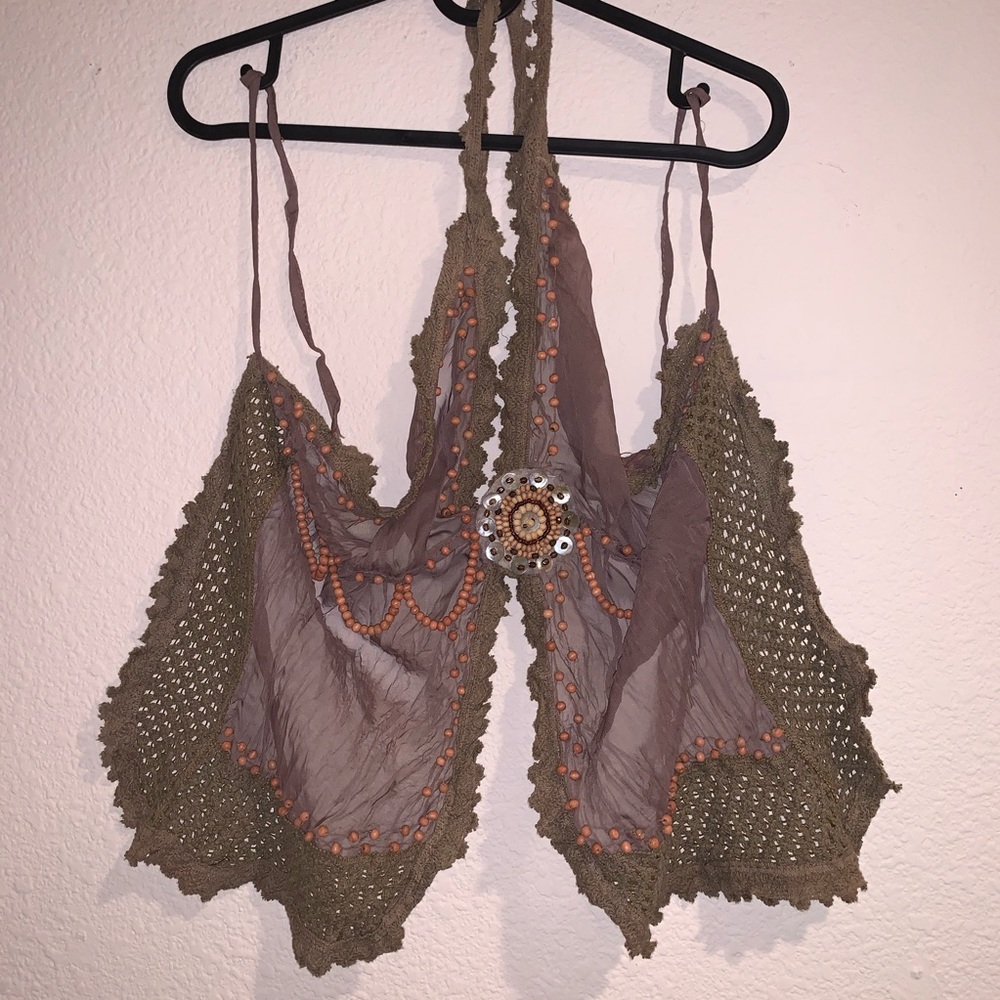 90s style butterfly sheer “boho” hippie top